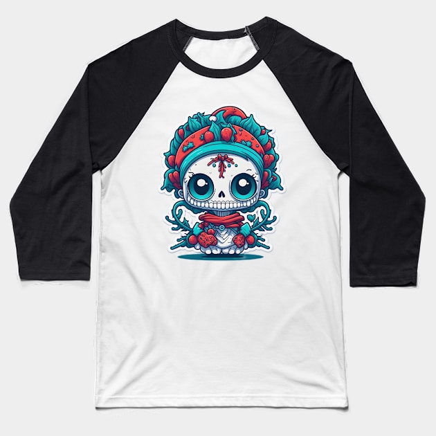 Skeleton Xmas Baseball T-Shirt by Shiwwa